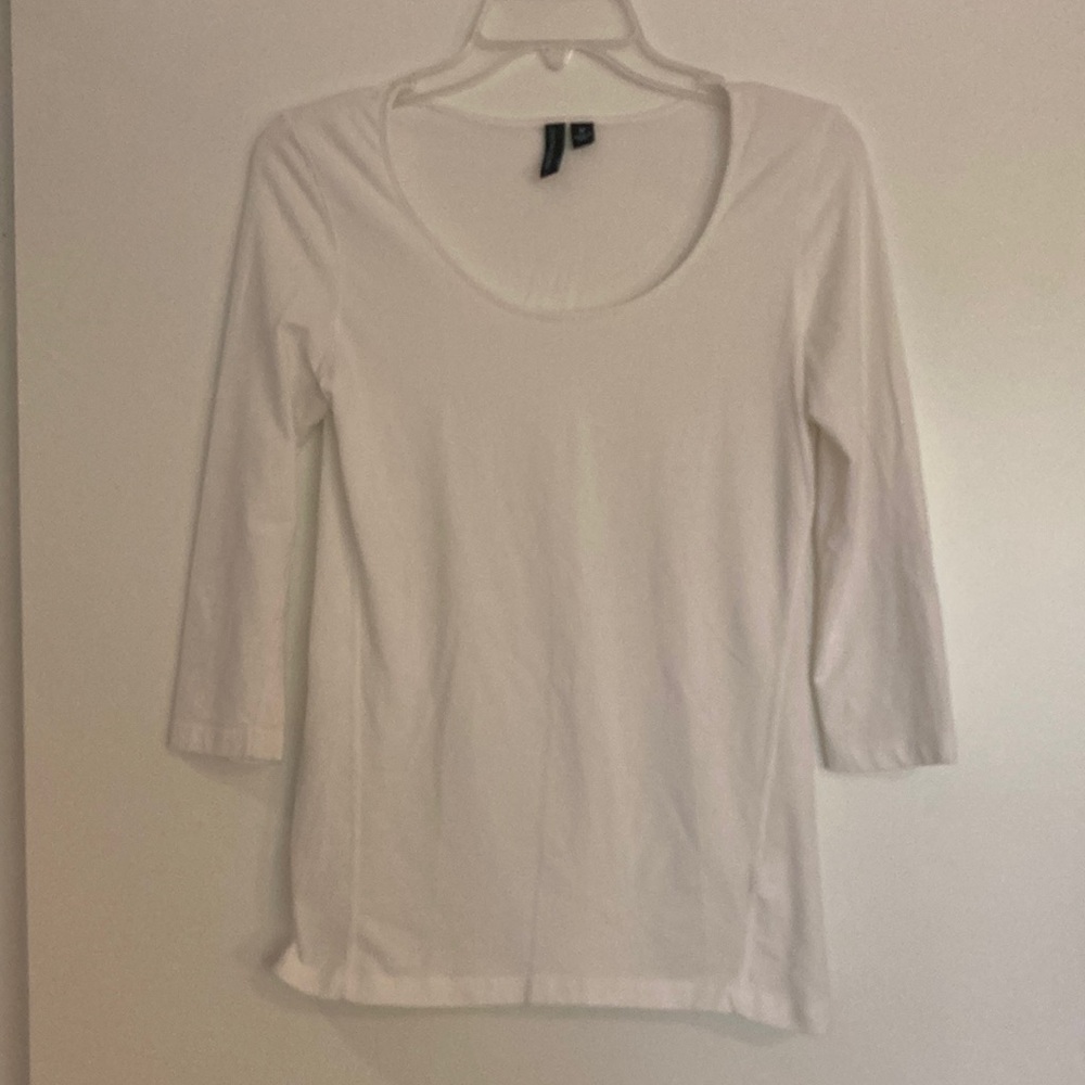 Cynthia Rowley White Fitted 3/4 Sleeve Tee